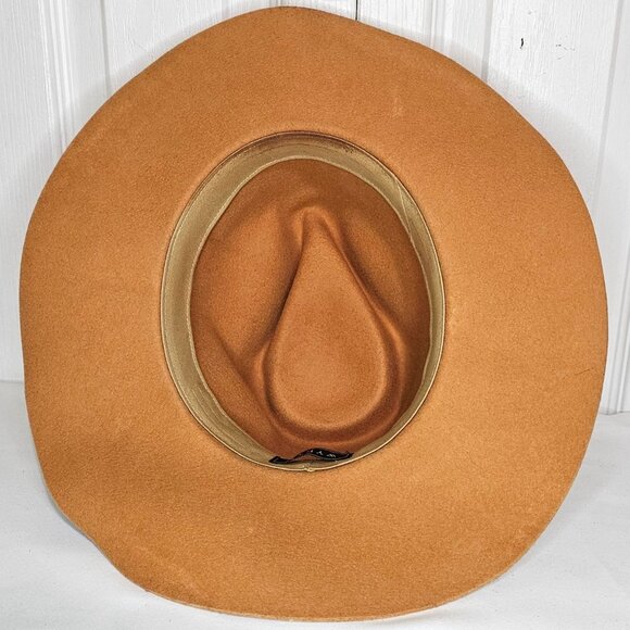 Wyeth by Todd Magill Wool Felt Rancher Hat Tan Camel Wide Brim Western Fedora - Picture 7 of 9